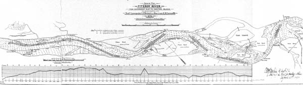 Alexander Jardine's plan of walls and dredging channels in Upper and Sands Flats reaches, Fitzroy River, 1890.