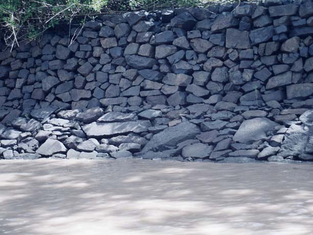 The Stone Wall at low tide, opposite the Nerimbera slipway, Fitzroy River.