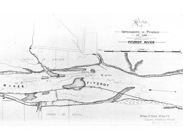 William Nisbet's initial map for Upper Flats improvements, 1877.
